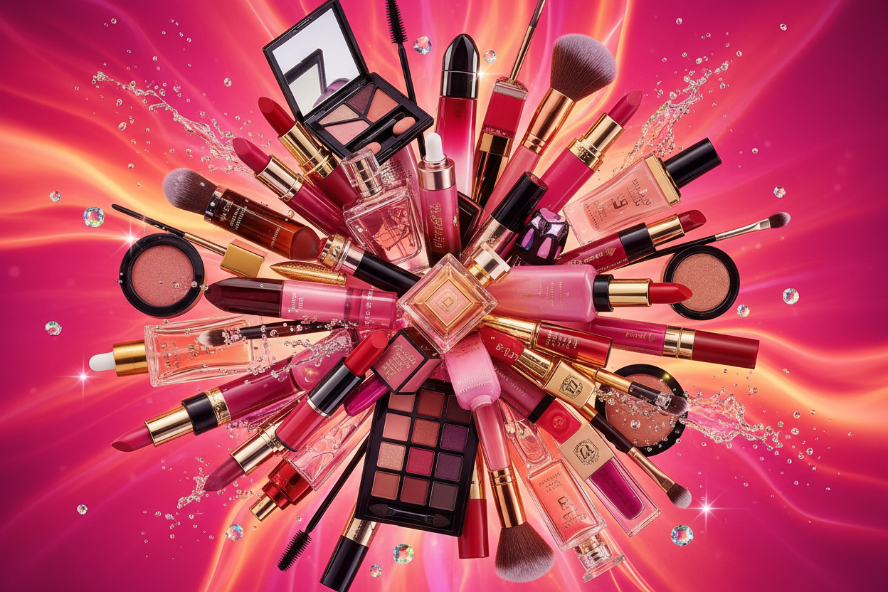 Explosion de produits cosmétiques
